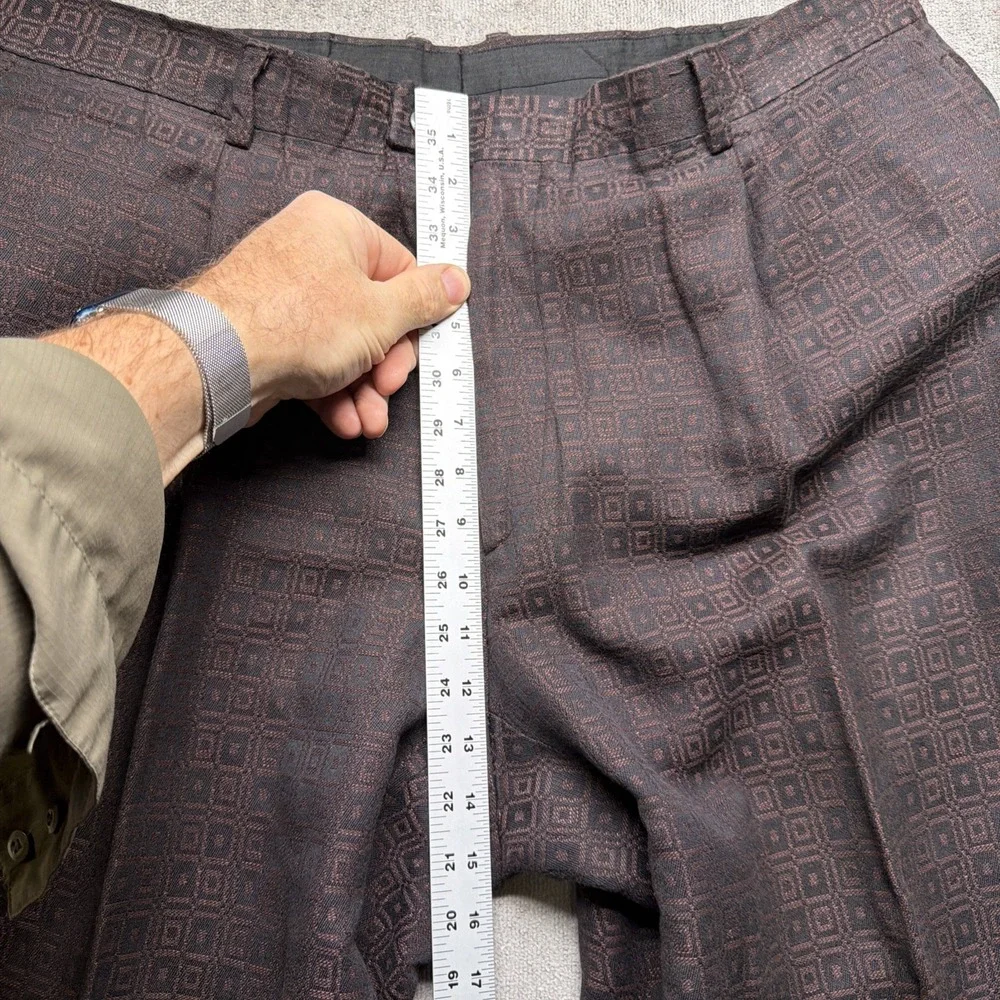 Versace Suit Brown Geometric Linen Blend Classic Fit Italian Two Piece 42L - Picture 16 of 16